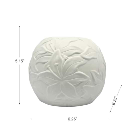 6.25" Embossed Lilies DIY Round Ceramic Vase by Make Market®